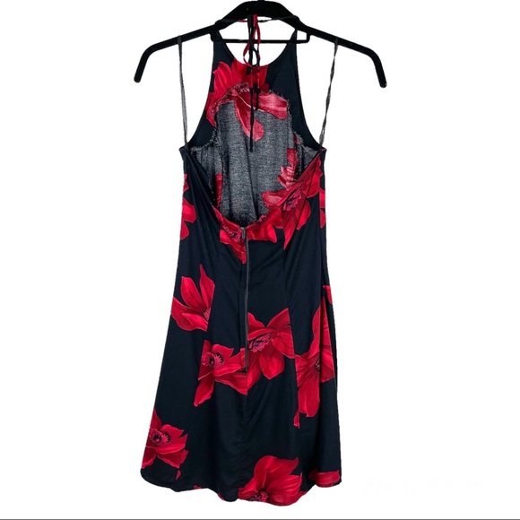 Vintage Y2K Floral Mini Dress Halter Neck Open Back Sz XS/S - Picture 2 of 11